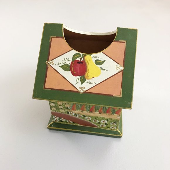VINTAGE Cozy Cottagecore Tissue Box Hand Painted Orchard Path Field Of Flowers - Picture 5 of 11